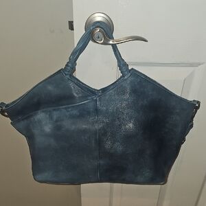 Latico Navy Leather Shoulder Bag